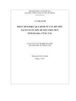 PHÂN TÍCH HIỆU QUẢ KINH TẾ CÂY HỒ TIÊU TẠI XÃ XUÂN SƠN, HUYỆN CHÂU ĐỨC  TỈNH BÀ RỊA–VŨNG TÀU    
