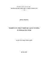 NGHIÊN CỨU PHÁT TRIỂN DU LỊCH VĂN HÓA  Ở TỈNH QUẢNG NINH