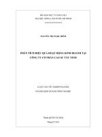PHÂN TÍCH HIỆU QUẢ HOẠT ĐỘNG KINH DOANH TẠI CÔNG TY CỔ PHẦN CAO SU TÂY NINH 