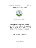 Phân tích danh mục thuốc tân dược bảo hiểm y tế chi trả cho các bệnh viện công lập tại thành phố đà nẵng năm 2016 
