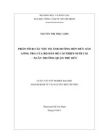PHÂN TÍCH CÁC YẾU TỐ ẢNH HƢỞNG ĐẾN MỨC SẴN LÒNG TRẢ CỦA HỘ DÂN ĐỀ CẢI THIỆN SUỐI CÁI   – XUÂN TRƢỜNG QUẬN THỦ ĐỨC   
