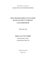 PHÂN TÍCH HOẠT ĐỘNG SẢN XUẤT KINH DOANH TẠI CÔNG TY TNHH MTV  CAO SU BÌNH PHƯỚC 