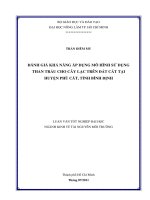 ĐÁNH GIÁ KHẢ NĂNG ÁP DỤNG MÔ HÌNH SỬ DỤNG THAN TRẤU CHO CÂY LẠC TRÊN ĐẤT CÁT TẠI   HUYỆN PHÙ CÁT, TỈNH BÌNH ĐỊNH    