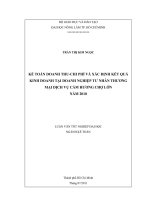 KẾ TOÁN DOANH THUCHI PHÍ VÀ XÁC ĐỊNH KẾT QUẢ KINH DOANH TẠI DOANH NGHIỆP TƯ NHÂN THƯƠNG  MẠI DỊCH VỤ CẨM HƯƠNG CHỢ LỚN NĂM 2010 