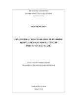 PHÂN TÍCH HOẠT ĐỘNG MARKETING VỀ SẢN PHẨM  DỊCH VỤ THIẾT BỊ AN NINH TẠI CÔNG TY  TNHH TƯ VẤN ĐẦU TƯ ANFA  