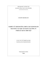   NGHIÊN CỨU ĐỊNH HƯỚNG CHIẾN LƯỢC KINH DOANH  MẶT HÀNG VẬT LIỆU XÂY DỰNG TẠI CÔNG TY   TNHH XÂY DỰNG THỜI VIỆT 