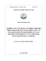 Nghiên cứu tác dụng cải thiện trí nhớ trên chuột bị mất vùng khứu giác và tác dụng bảo vệ thần kinh của cao saponin toàn phần từ cây chè đắng (ilex kudingcha c j tseng) 