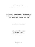KHẢO SÁT MỨC ĐỘ HÀI LÒNG CỦA KHÁCH HÀNG VỀ SẢN PHẨM SỮA VINAMILK TẠI CÔNG TY TNHH MỘT  THÀNH VIÊN THƯƠNG MẠI NHẬT MINH ANH  