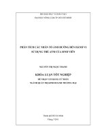 PHÂN TÍCH CÁC NHÂN TỐ ẢNH HƯỞNG ĐẾN HÀNH VI  SỬ DỤNG THẺ ATM CỦA SINH VIÊN 