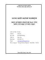 SÁNG KIẾN KINH NGHIỆM MỘT SỐ BIỆN PHÁP ĐỂ DẠY TỐT MÔN TIN HỌC Ở TIỂU HỌC