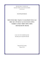 PHÂN TÍCH THỰC TRẠNG VÀ GIẢI PHÁP NÂNG CAO HIỆU QUẢ TÍN DỤNG TẠI NGÂN HÀNG NÔNG  NGHIỆP VÀ PHÁT TRIỂN NÔNG THÔN  CHI NHÁNH MỸ THÀNH    