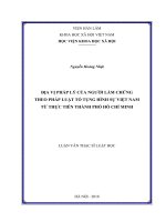 Địa vị pháp lý của người làm chứng theo pháp luật tố tụng hình sự Việt Nam từ thực tiễn thành phố Hồ Chí Minh