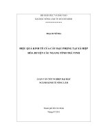 HIỆU QUẢ KINH TẾ CỦA CÂY ĐẬU PHỘNG TẠI XÃ HIỆP HÒA HUYỆN CẦU NGANG TỈNH TRÀ VINH   