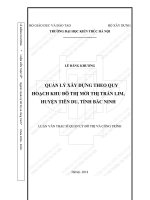 Quản lý xây dựng theo quy hoạch khu đô thị mới thị trấn lim, huyện tiên du, tỉnh bắc ninh (tt) 