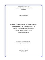 NGHIÊN CỨU VÀ ĐỀ XUẤT MỘT SỐ GIẢI PHÁPTĂNG DOANH THU PHÍ BẢO HIỂM TẠI  CÔNG TY BẢO HIỂM NGÂN HÀNG CÔNG THƯƠNG VIỆT NAM  CHI NHÁNH HCM    