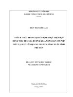 THÁCH THỨC TRONG QUYẾT ĐỊNH THỰC HIỆN HỢP ĐỒNG TIÊU THỤ MÍA ĐƯỜNG GIỮA NÔNG DÂN VỚI NHÀ  MÁY TẠI XÃ XUÂN QUANG 3 HUYỆN ĐỒNG XUÂN TỈNH PHÚ YÊN    