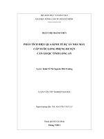 PHÂN TÍCH HIỆU QUẢ KINH TẾ DỰ ÁN NHÀ MÁY CẤP NƯỚC LONG PHỤNG HUYỆN  CẦN GIUỘC TỈNH LONG AN   