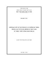 Giới hạn xét xử sơ thẩm vụ án hình sự theo phápluật tố tụng hình sự việt nam, từ thực tiễn tỉnh ninh thuận ( Luận văn thạc sĩ)