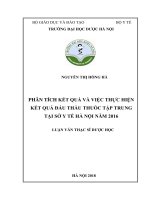 Phân tích kết quả và việc thực hiện kết quả đấu thầu thuốc tập trung tại sở y tế hà nội năm 2016 