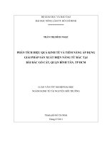 PHÂN TÍCH HIỆU QUẢ KINH TỀ VÀ TIỀM NĂNG ÁP DỤNGGIẢI PHÁP SẢN XUẤT ĐIỆN NĂNG TỪ RÁC TẠI   BÃI RÁC GÕ CÁT, QUẬN BÌNH TÂN, TP HCM   