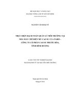 THỰC HIỆN HẠCH TOÁN QUẢN LÝ MÔI TRƯỜNG TẠI NHÀ MÁY CHẾ BIẾN MỦ CAO SU CUA PARIS –  CÔNG TY CỔ PHẦN CAO SU PHƯỚC HÒA, TỈNH BÌNH DƯƠNG    