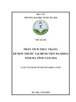 Phân tích thực trạng kê đơn thuốc tại bệnh viện đa khoa tỉnh hà tĩnh năm 2016 
