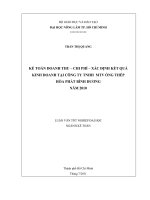 KẾ TOÁN DOANH THU – CHI PHÍ – XÁC ĐỊNH KẾT QUẢ KINH DOANH TẠI CÔNG TY TNHH  MTV ỐNG THÉP  HÒA PHÁT BÌNH DƯƠNG NĂM 2010 