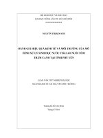     ĐÁNH GIÁ HIỆU QUẢ KINH TẾ VÀ MÔI TRƯỜNG CỦA MÔ HÌNH XỬ LÝ SINH HỌC NƯỚC THẢI AO NUÔI TÔM   THÂM CANH TẠI TỈNH PHÚ YÊN 