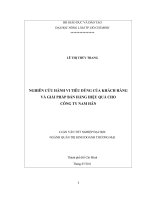 NGHIÊN CỨU HÀNH VI TIÊU DÙNG CỦA KHÁCH HÀNG VÀ GIẢI PHÁP BÁN HÀNG HIỆU QUẢ CHO   CÔNG TY NAM HÂN  