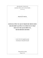 ĐÁNH GIÁ CÔNG TÁC QUẢN TRỊ RỦI RO TRONG KINH DOANH THÉP TẠI CÔNG TY CỔ PHẦN XUẤT NHẬP   KHẨU HÀ VIỆT, QUẬN BÌNH TÂN,  THÀNH PHỐ HỒ CHÍ MINH   