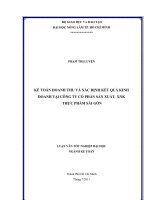 KẾ TOÁN DOANH THU VÀ XÁC ĐỊNH KẾT QUẢ KINH DOANH TẠI CÔNG TY CỔ PHẦN SẢN XUẤT XNK   THỰC PHẨM SÀI GÒN 