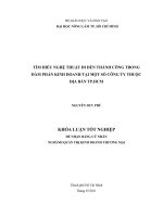 TÌM HIỂU NGHỆ THUẬT ĐI ĐẾN THÀNH CÔNG TRONG ĐÀM PHÁN KINH DOANH TẠI MỘT SỐ CÔNG TY THUỘC  ĐỊA BÀN TP.HCM     