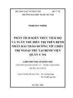 Phân tích kiến thức thái độ và tuân thủ điều trị trên bệnh nhân đái tháo đường típ 2 điều trị ngoại trú tại bệnh viện quân y 354 