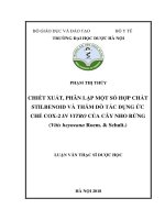 Chiết xuất, phân lập một số hợp chất stilbenoid và thăm dò tác dụng ức chế cox 2 in vitro của cây nho rừng (vitis heyneana roem  schult ) 