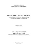   ĐÁNH GIÁ HIỆU QUẢ KINH TẾ VÀ MÔI TRƯỜNG  CỦA MÔ HÌNH CANH TÁC “LÚA SẠCH” TẠI   HUYỆN THẠNH PHÚ TỈNH BẾN TRE     