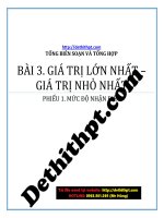 ỨNG DỤNG đạo hàm   PHIẾU ôn tập và GIẢNG dạy   bài 3  GTLN, GTNN   PHIẾU 1  NHẬN BIẾT image marked 