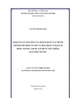 KHẢO SÁT SỰ HÀI LÒNG CỦA KHÁCH HÀNG TẠI THÀNH PHỐ HỒ CHÍ MINH VỀ CHẤT LƯỢNG DỊCH VỤ MẠNG DI  ĐỘNG VIETTEL THUỘC TẬP ĐOÀN VIỄN THÔNG  QUÂN ĐỘI VIETTEL 