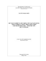 KẾ TOÁN NGHIỆP VỤ HUY ĐỘNG VỐN TẠI NGÂN HÀNG NÔNG NGHIỆP VÀ PHÁT TRIỂN NÔNG THÔN  CHI NHÁNH ĐÔNG HÒA  TỈNH PHÚ YÊN QUÝ I NĂM 2011 