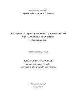 XÁC ĐỊNH GIÁ TRỊ DU LỊCH KHU DU LỊCH SINH THÁI BÒ CẠP VÀNG HUYỆN NHƠN TRẠCH   TỈNH ĐỒNG NAI 