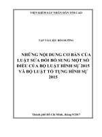 NHỮNG NỘI DUNG CƠ BẢN CỦA LUẬT SỬA ĐỔI BỔ SUNG MỘT SỐ ĐIỀU CỦA BỘ LUẬT HÌNH SỰ 2015 VÀ BỘ LUẬT TỐ TỤNG HÌNH SỰ 2015