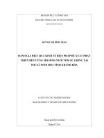 ĐÁNH GIÁ HIỆU QUẢ KINH TẾ BIỆN PHÁP ĐỀ XUẤT PHÁT TRIỂN BỀN VỮNG MÔ HÌNH NUÔI TÔM SÚ GIỐNG TẠI  THỊ XÃ NINH HÒA TỈNH KHÁNH HÒA 