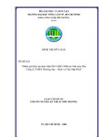“Đánh giá hiệu lực thực hiện ISO 14001:2004 tại Nhà máy Sữa   Công ty TNHH Thương mại – Dịch vụ Tân Hiệp Phát” 