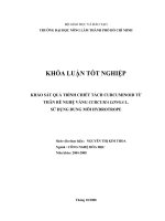 KHẢO SÁT QUÁ TRÌNH CHIẾT TÁCH CURCUMINOID TỪ THÂN RỄ NGHỆ VÀNG CURCUMA LONGA L. S Ử DỤNG DUNG MÔI HYDROTROPE