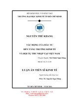 Tác động của đầu tư đến tăng trưởng kinh tế và hội tụ thu nhập tại việt nam 