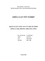 KHẢO SÁT SỨC SINH  SẢN CỦA MỘT SỐ NHÓM GIỐNG GÀ ĐỊA PHƯƠNG THEO MÀU LÔNG    