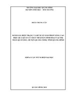 Đamhs giá hiện trạng và đề xuất giải pháp nâng cao hiệu quả quản lý chất thải rắn sinh hoạt tại thị trấn quán hàu, huyện quảng ninh, tỉnh quảng bình 
