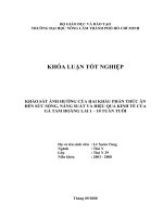 KHẢO SÁT ẢNH HƯỞNG CỦA HAI KHẨU PHẦN THỨC ĂN ĐẾN SỨC SỐNG, NĂNG SUẤT VÀ HIỆU QUẢ KINH TẾ CỦA  GÀ TAM HOÀNG LAI 1 – 10 TUẦN TUỔI   