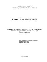   TÌM HIỂU HỆ THỐNG CANH TÁC CỦA CÁC CỘNG ĐỒNG VÙNG CAO TẠI XÃ B’LÁ, HUYỆN BẢO LÂM,  TỈNH LÂM ĐỒNG 