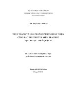 THỰC TRẠNG VÀ GIẢI PHÁP GÓP PHẦN HOÀN THIỆN CÔNG TÁC THU THUẾ VÀ KIỂM TRA THUẾ    TẠI CHI CỤC THUẾ QUẬN 12 