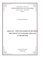   KHẢO SÁT   TÍNH TOÁN  KIỂM TRA HỆ THỐNG ĐIỆN CHO KÝ TÚC XÁ ĐẠI HỌC NÔNG LÂM  TP. HỒ CHÍ MINH  